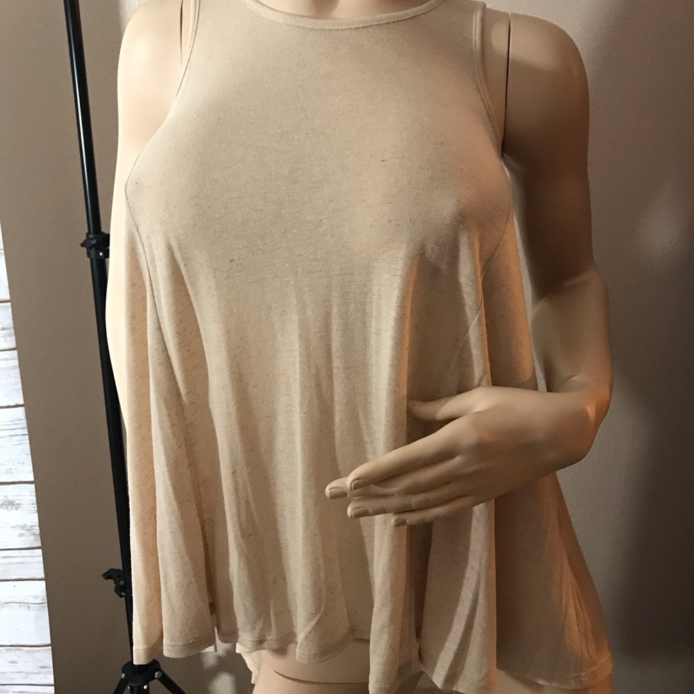 🛍LAST 1❤️Taupe High Low Lace Up Detail Top - Picture 2 of 3